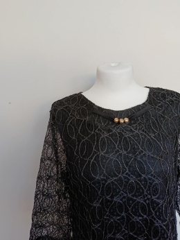 Czarna sukienka damska koronkowa Miss Classic elegancka rękaw 3/4 rozmiar 50 nowa z metką