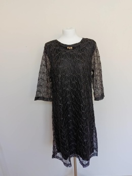 Czarna sukienka damska koronkowa Miss Classic elegancka rękaw 3/4 rozmiar 50 nowa z metką