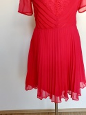 Czerwona sukienka damska plisowana koronkowy dekolt ASOS r.38