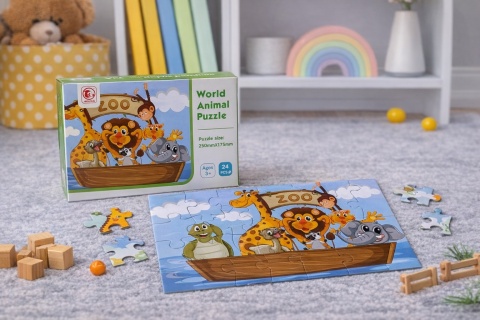Puzzle dla dzieci Zoo – World Animal Puzzle 24 elementy | 3+