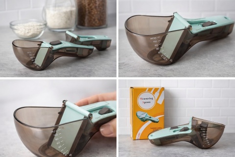 Regulowana łyżka miarowa – zestaw 2 szt., miarka kuchenna ml/g