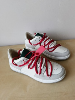 Sneakersy damskie biało-szare z czerwonymi sznurówkami r. 38 wkładka 24,5 cm nowe