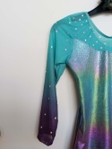 Strój gimnastyczny / baletowy 2-częściowy dziewczęcy – body + spodenki – holograficzny – rozmiar 14A