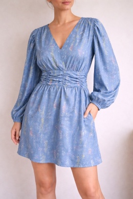 Sukienka Wellin M – niebieska, drapowana