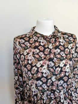 Sukienka damska JDY w kwiaty koszulowa czarna rozmiar 36 długi rękaw