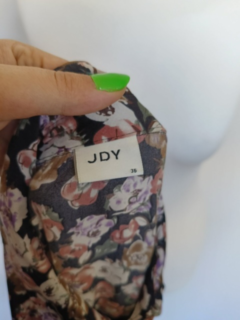 Sukienka damska JDY w kwiaty koszulowa czarna rozmiar 36 długi rękaw