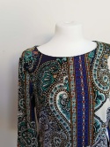 Sukienka damska wzór paisley boho tunika rękaw 3/4 oversize kolorowa