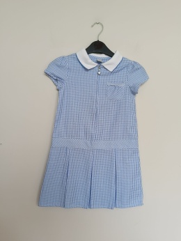 Sukienka szkolna niebieska w kratkę 5 lat
