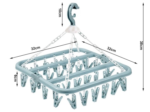 Suszarka wisząca na bieliznę z klamerkami 32 klipsy składana do skarpet i bielizny