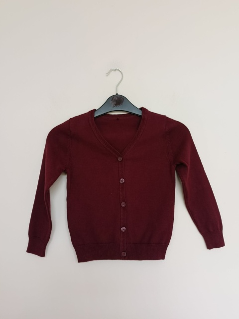 Sweterek zapinany na guziki bordowy 4–5 lat