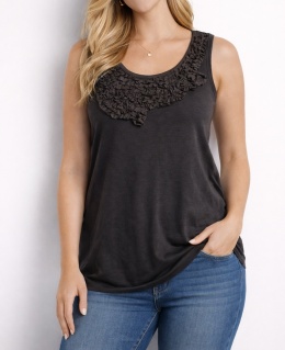 TOP SECRET – Brązowy top z falbankami pod szyją • r. 42