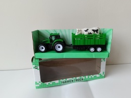 Traktor z przyczepą FARMER TRUCK + figurka krowy – zabawka rolnicza 3+