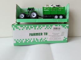 Traktor z przyczepą FARMER TRUCK + figurka krowy – zabawka rolnicza 3+