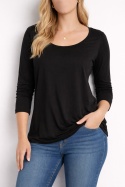ZIZZI – Czarna bluzka z długim rękawem S • 100% bawełna • klasyczna i wygodna