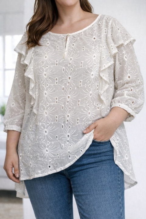 Zizzi biała bluzka ażurowa M – delikatna, kobieca