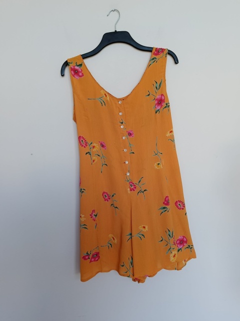 kombinezon damski Caye Theatre pomarańczowy w kwiaty – 100% wiskoza, rozmiar 44