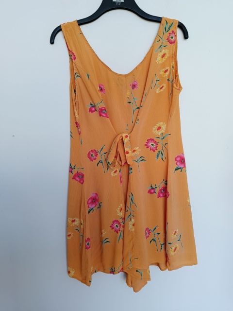 kombinezon damski Caye Theatre pomarańczowy w kwiaty – 100% wiskoza, rozmiar 44