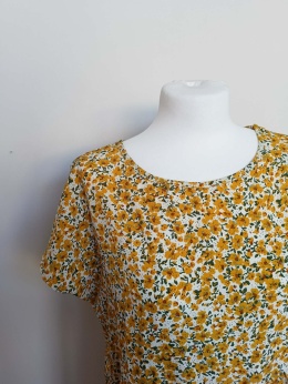 sukienka damska shein w kwiaty żółta luźna letnia rozmiar L 40/42