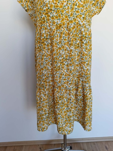 sukienka damska shein w kwiaty żółta luźna letnia rozmiar L 40/42