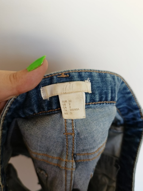 szorty jeansowe H&M damskie krótkie z przetarciami denim rozmiar 32