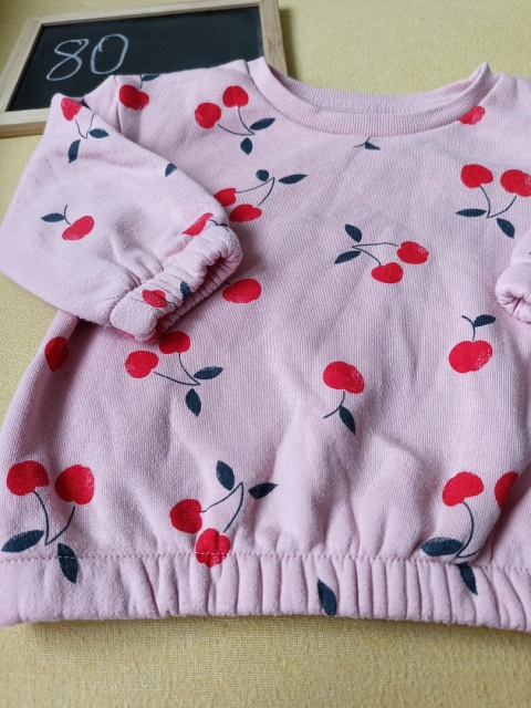 Bluza Primark 80 różowa w wisienki 9-12 mies.