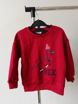 Bluza czerwona dinozaur T-rex M&S 3-4 lata 104 cm