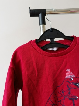 Bluza czerwona dinozaur T-rex M&S 3-4 lata 104 cm