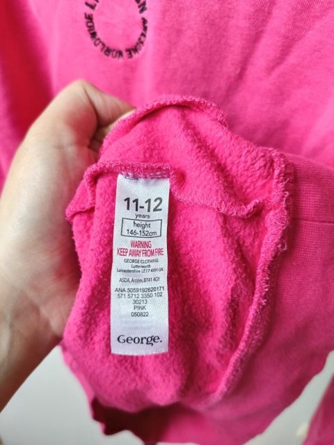 Bluza dziewczęca George 146-152 różowa kangurka kaptur 11-12 lat