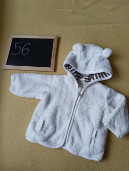 Bluza niemowlęca H&M 56 biała miś kaptur ocieplana