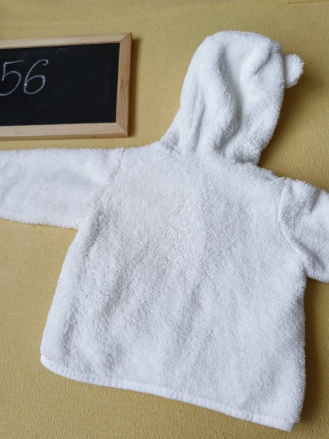 Bluza niemowlęca H&M 56 biała miś kaptur ocieplana