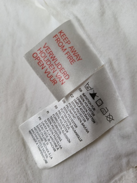 Bluza niemowlęca H&M 56 biała miś kaptur ocieplana