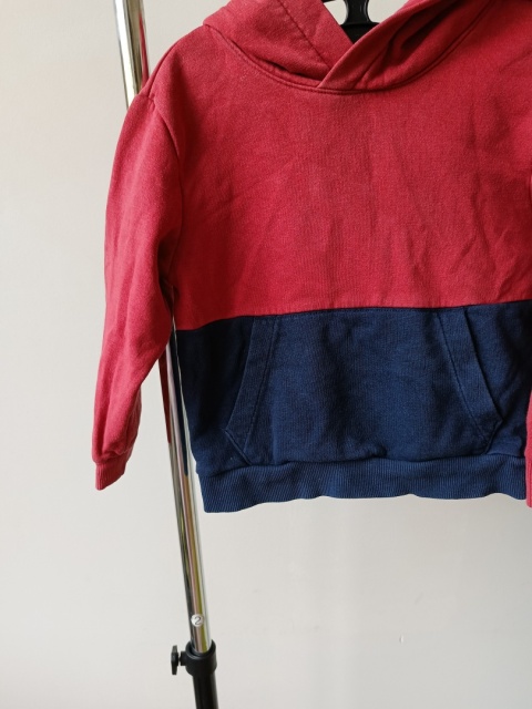 Bluza z kapturem H&M 98/104 dwukolorowa czerwona granatowa