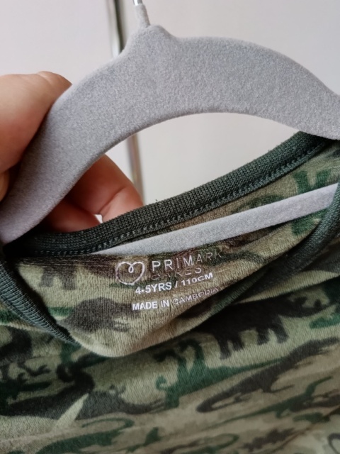 Bluzka dinozaury Primark 4-5 lat 110 cm zielona