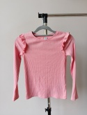 Bluzka dziewczęca prążkowana TU 140 różowa falbanki 10 lat