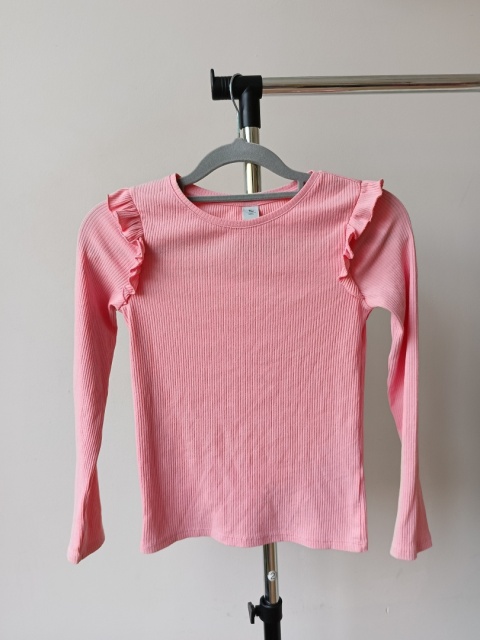 Bluzka dziewczęca prążkowana TU 140 różowa falbanki 10 lat