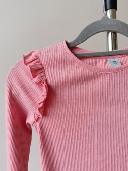 Bluzka dziewczęca prążkowana TU 140 różowa falbanki 10 lat