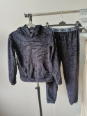 Dres dziewczęcy welurowy komplet bluza + spodnie 10 lat czarny