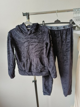 Dres dziewczęcy welurowy komplet bluza + spodnie 10 lat czarny