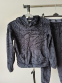 Dres dziewczęcy welurowy komplet bluza + spodnie 10 lat czarny