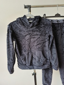 Dres dziewczęcy welurowy komplet bluza + spodnie 10 lat czarny