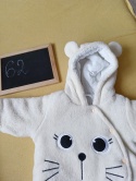 Kombinezon niemowlęcy 62 biały miś ciepły z kapturem