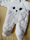 Kombinezon niemowlęcy 62 biały miś ciepły z kapturem