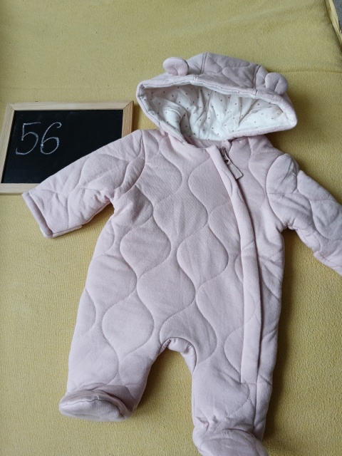 Kombinezon niemowlęcy George 56 różowy ocieplany z uszkami