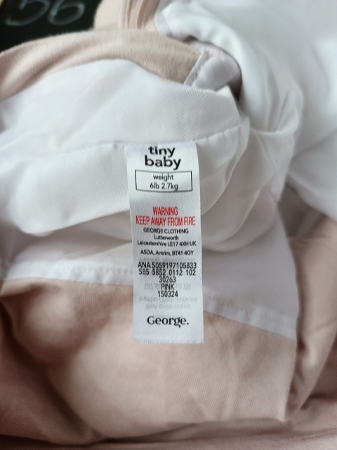 Kombinezon niemowlęcy George 56 różowy ocieplany z uszkami