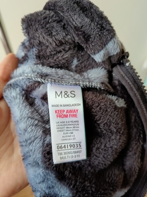 Kombinezon polarowy dinozaury M&S 2-3 lata 98 cm