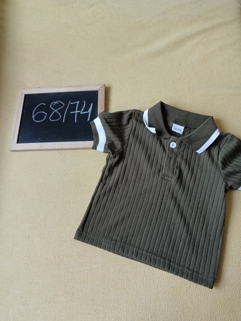 Koszulka polo niemowlęca 68/74 zielona prążkowana