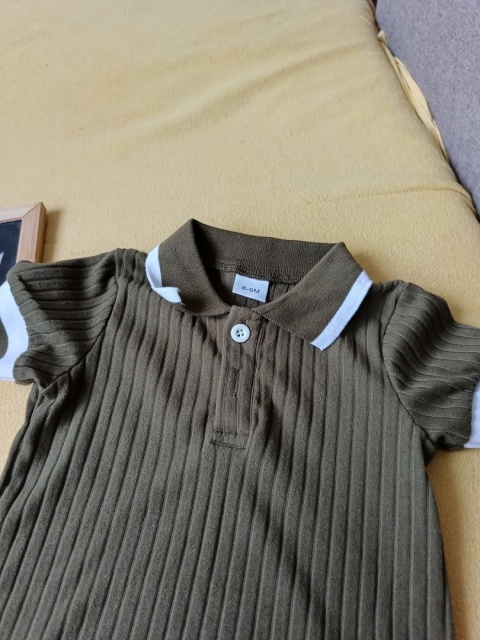 Koszulka polo niemowlęca 68/74 zielona prążkowana