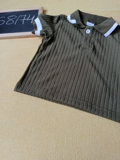 Koszulka polo niemowlęca 68/74 zielona prążkowana