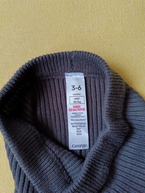Legginsy niemowlęce George 62/68 prążkowane grafitowe