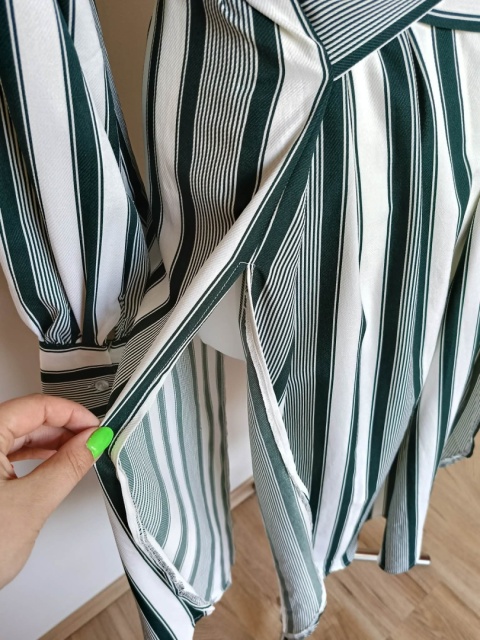 Narzutka damska PrettyLittleThing L/XL – paski zielono-białe, wiązana, długa